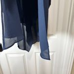 BCBG Paris Navy A Line Swing Dress w Ladderback Detail Handkerchief Hem Size 6 Blue Photo 4