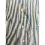 ZARA  Blue and White Pinstriped Button Down Tie Back Shirt Size Large Office Prep Photo 3