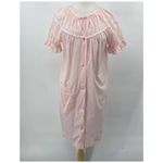 Vintage Nightgown Embroidered Neck Ruffled Short Sleeves Mini Pink Womens Medium Photo 3