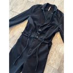 Free People  Denim Jumpsuit size 2 One piece Long Sleeve Romper Black‎ Button Up Photo 3