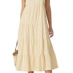 Madewell Striped Button-Back Tiered Midi Yellow Dress Photo 0