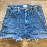 MOTHER Frayed Hem Jean Shorts in Blue Size 23 Photo 0