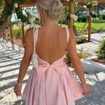 House Of CB  'Florianne' Soft Peach Bow Mini Dress size L D-DD‎ Tall Photo 0