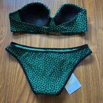 Diane Von Furstenberg  Dalton Surf Green + Black Floral Classic 2 Pc Swimsuit Photo 3