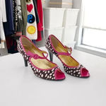 J.Crew Kenzie Vintage Calf Hair Peep Toe Mary Jane Heels in Fuchsia Size 7 Photo 2