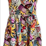 Fun Comic Book Pop Sleeveless Fit & Flare Retro Above Knee Dress Women’s S White Photo 0