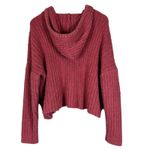 SO  Cropped Hoodie Sweater Womens L Pink Fuzzy Ribbed Oversized Cozy Slouchy Photo 3