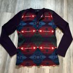 CHAPS Denim, Large Aztec Print long sleeve thermal style shirt, pit to pit is 19, length is 25 Photo 4