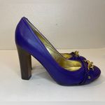 Coach  Desaree Purple Bock Heel Pumps Gold Hook‎ Buckle Accent Heels Size 6 B Photo 3