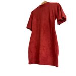 Jealous Tomato Large burnt orange mini short sleeve Velvet Sheath dress mock Neck back zipper Photo 7