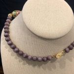 Amethyst Vintage Beads and Gold Floral Cloisonné Enamel Beaded Necklace Photo 9