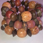3 Vintage Brown Wooden Beaded Ethnic Tribal Boho Stretchy Bracelets Photo 1