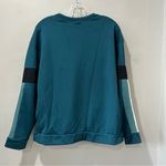 Nike Therma Fleece Women Medium Teal Blue Pocket Crewneck Sweatshirt Color block Photo 5