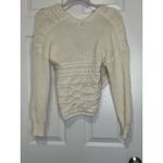 Pink Lily Women's Cable Knit Cream Sweater Size Small Cropped Bohemian Relaxed Photo 4