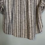 Anthropologie  Pilcro Surf Shirt Linen Henley Grey Stripe Size Small Boho Coastal Photo 9