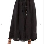 Gigi Moda NWT Smocked Waist Black Maxi Skirt Front Slit Buttons Tie O/S Linen Size undefined Photo 0