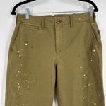 Gap NWT  Women's Straight Leg Khaki High Rise‎ Splatter Pants Oak Moss Size 6 Photo 9