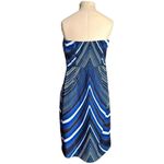 The Limited  Blue Black Art Deco Strapless Art Geo Blouson Mini Dress Size 8 Photo 7