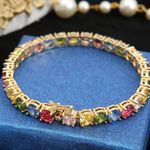 Ladies 18kt gold plated colorful 6mm faceted cubic zirconia tennis bracelet Photo 6