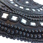 Black Beaded Ornate Shoulder Bag Hobo Purse Black Photo 2