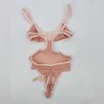 Free People We Are HAH X Women's Key to Ur Heart Sheer Bodysuit Dusty Rose NWT Photo 3