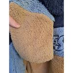 Bershka Forever Awesome Tan Blue Full Zip Sherpa Jacket Size Small Photo 6