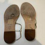 Tory Burch Capri Strap Sandal Spark Gold Size 8 T-Strap Thong Metallic Logo Photo 7