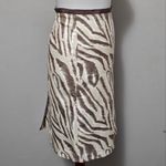 Loft Brown & Beige Zebra Print Silk Blend Pencil Skirt Size 6 Photo 2