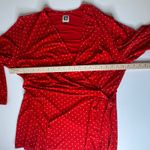 Anne Klein  Red Polka Dot‎ Faux Wrap Blouse Size 2X Stretch Retro Long Sleeve Photo 10