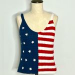Moon & Madison Crochet American Flag Knit Tank Crop Top size Medium Red Photo 1