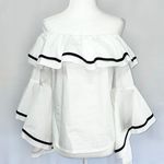 Central Park West New Flared Sleeve Off The Shoulder Top White Black Photo 1