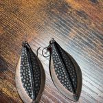 Artistic Earrings Featuring A Turquoise & Brown Leaf Design. Blue Photo 5