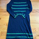 Vineyard Vines navy blue with green stripes sweater dress size large Photo 0