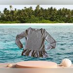 J.Crew  basic long sleeve peplum tee gray Size S big cotton lightweight Photo 6