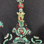 Joseph A EMBROIDERY SEQUIN WOMEN TOP STRECH 3/4 SLEEVE XL BLACK TEAL PREOWN A56 Photo 2