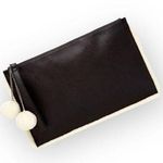Carlos Santana new ❤︎ Vegan Leather Fur Pom Pom Clutch Handbag Bag ❤︎ Black Photo 0