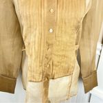 Ideology Vintage 100% Silk Gold Sheer Pintuck Button-Down Blouse - Small - Flaw Photo 8