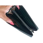 Perlina Deep Green Patent Leather Zip Around Clutch Wallet Photo 4