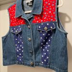 VTG 90s Stonebridge Petites Denim Blue Red Floral Star Print Sleeveless Vest PL Size undefined Photo 4