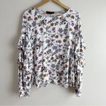 Sanctuary  Tilly Flounce Sleeve Floral‎ Blouse in Cream, Size Medium Photo 2