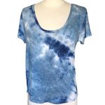 Yana K Charlotte Top Shirt LT Blue Navy DTY Brush Tie Photo 1