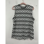 Womans Lulu Sleeveless Pullover Blouse XL Black White Ruffle Detail V Neck Photo 1