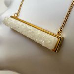 Luna Norte white druzy bar pendant necklace Gold Photo 9