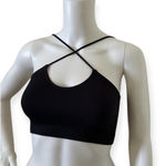 No Boundaries Black Ribbed Cross-Strap Crop Top Photo 0