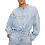 Mango Puff Sleeve Denim Top Shacket Photo 2