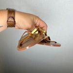 ZARA  Gold Strappy Sandals Flats Women's Size 37 EU Stylish Thong Shoes Photo 5