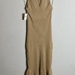 Anthropologie NWT  Mock Neck Midi Dress Women's Small Cedar Tan Sleeveless Knit Photo 7