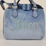 Juicy Couture Bag Obsession Satchel Slate Blue Velvet Rhinestones Purse Handbag Photo 2