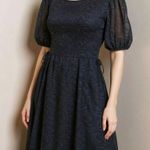 LISA SAYS GAH Gianna Rosette Print Midi Dress, Black, Large Black Photo 2