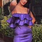 ZARA Purple Metallic Bodycon Stretch Sleeveless Ruffled Shiny Mini Dress Medium Photo 8